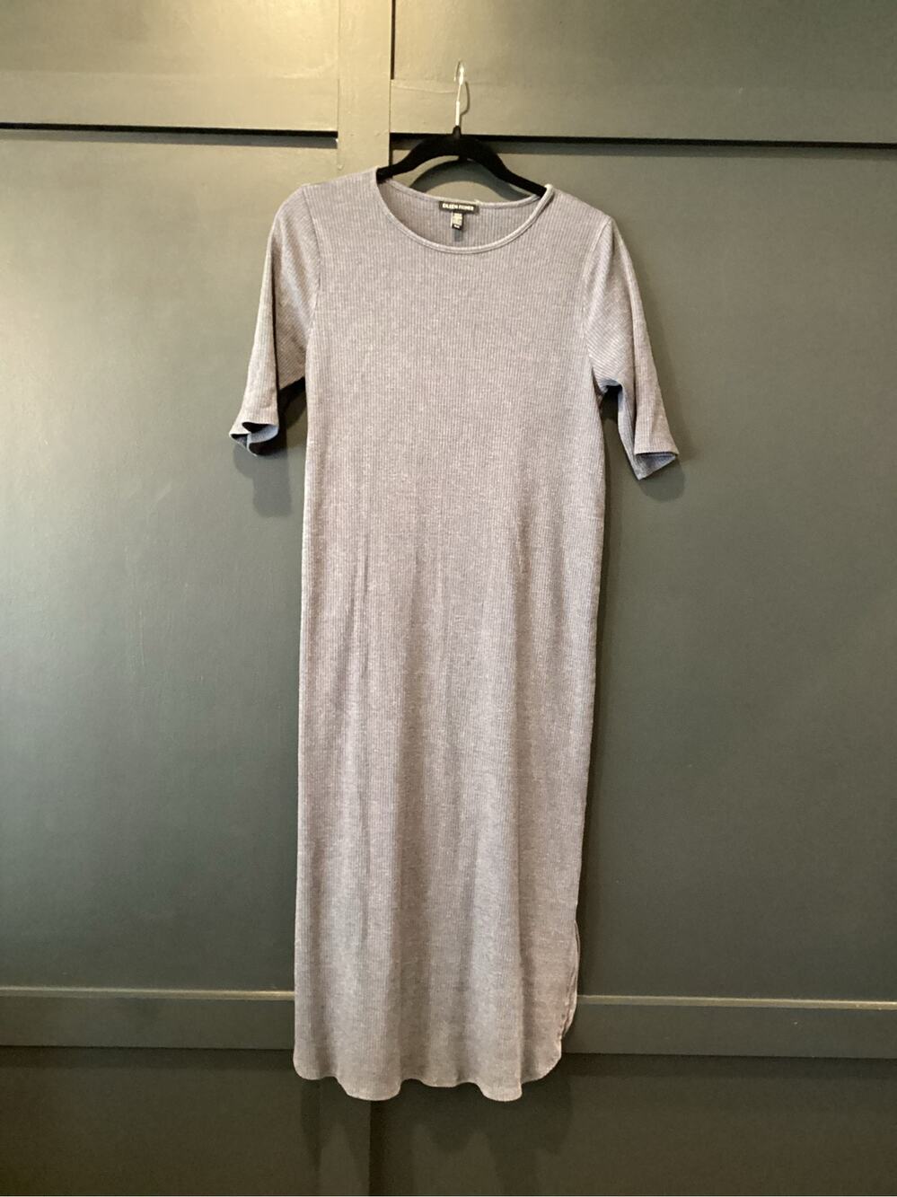 Eileen Fisher  Blue Ribbed Tencel Shirt Sheath Dress Size M